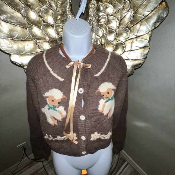 Cider Cardigan Knitted Collar Bowknot, Cute design, medium - Picture 6 of 13